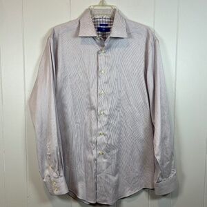 Egara Men's Long Sleeve Cotton Pin Stripe Button Down Dress Shirt sz L 16 - 16.5